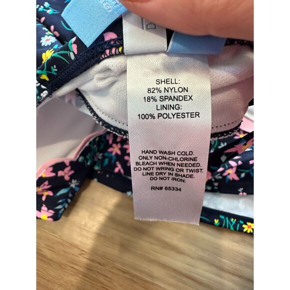 NWT Draper James Ditsy Garden V-Neck Scallop Tankini Navy Floral Size XS - Picture 3 of 8
